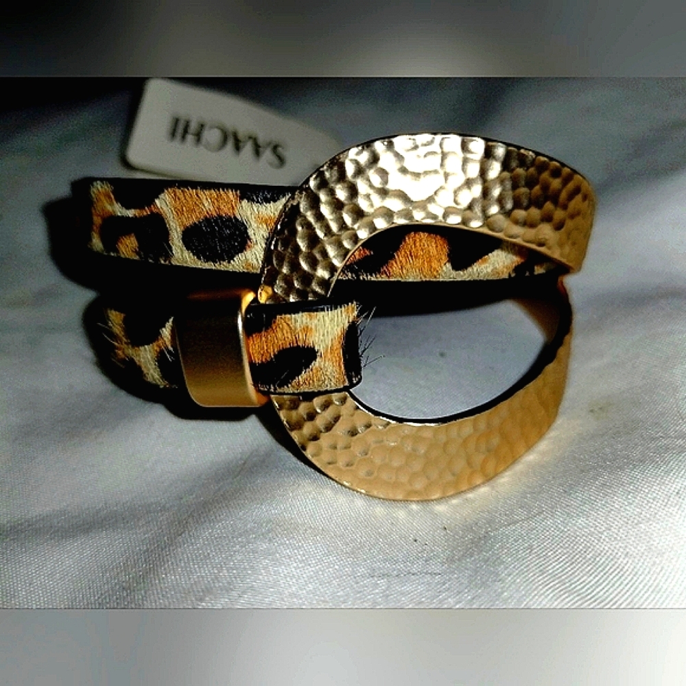 Saachi Gold Loop Animal Print Bracelet